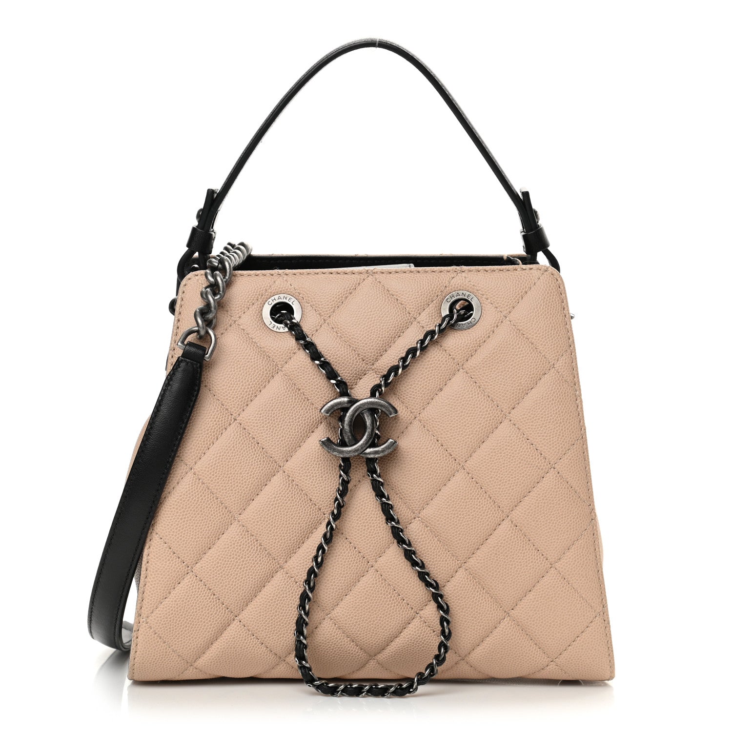 Chanel Caviar Quilted Small CC Bucket Bag Beige 1 of 9