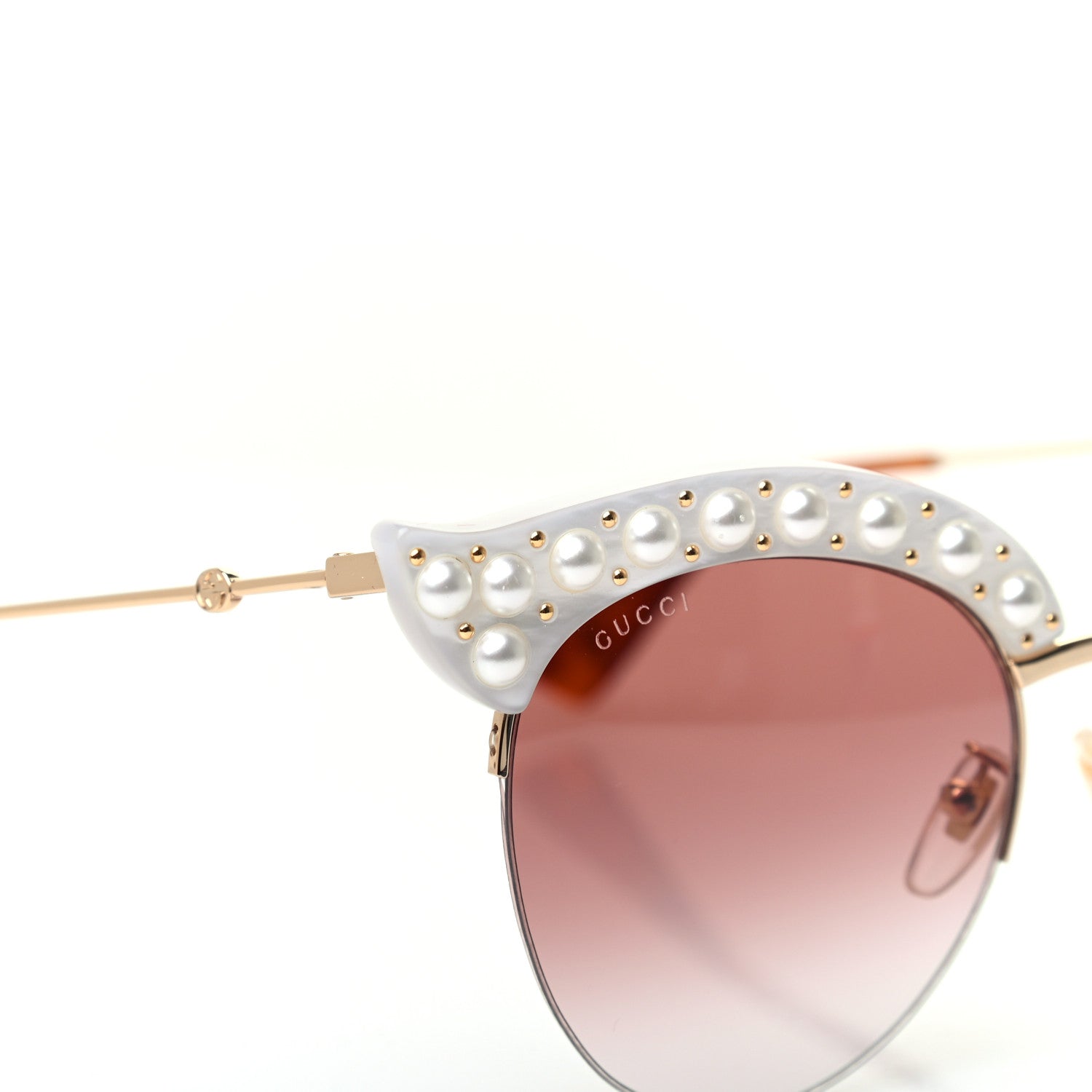 Gucci Acetate Pearl Cat Eye Sunglasses GG0212S White 5 of 6