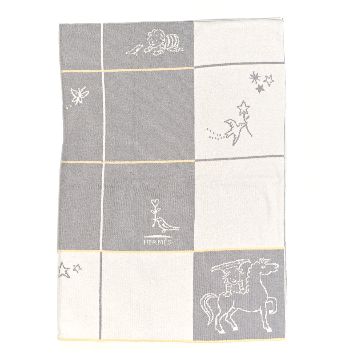 Hermes Wool Cashmere Cabriole Blanket Gris Perle 1 of 3