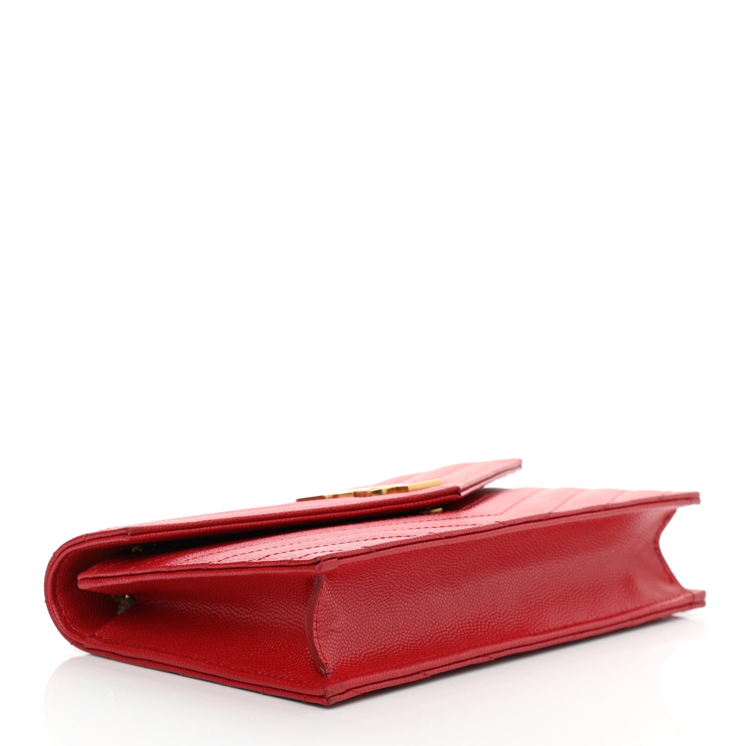 Saint Laurent Grain De Poudre Matelasse Chevron Monogram Envelope Chain Wallet New Red 4 of 12