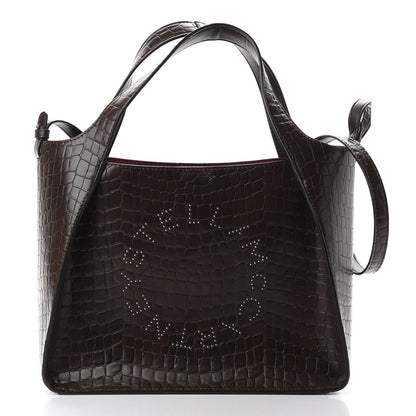 Stella McCartney Crocodile Embossed Studded Logo Alter Nappa East West Tote Brown 4 of 10