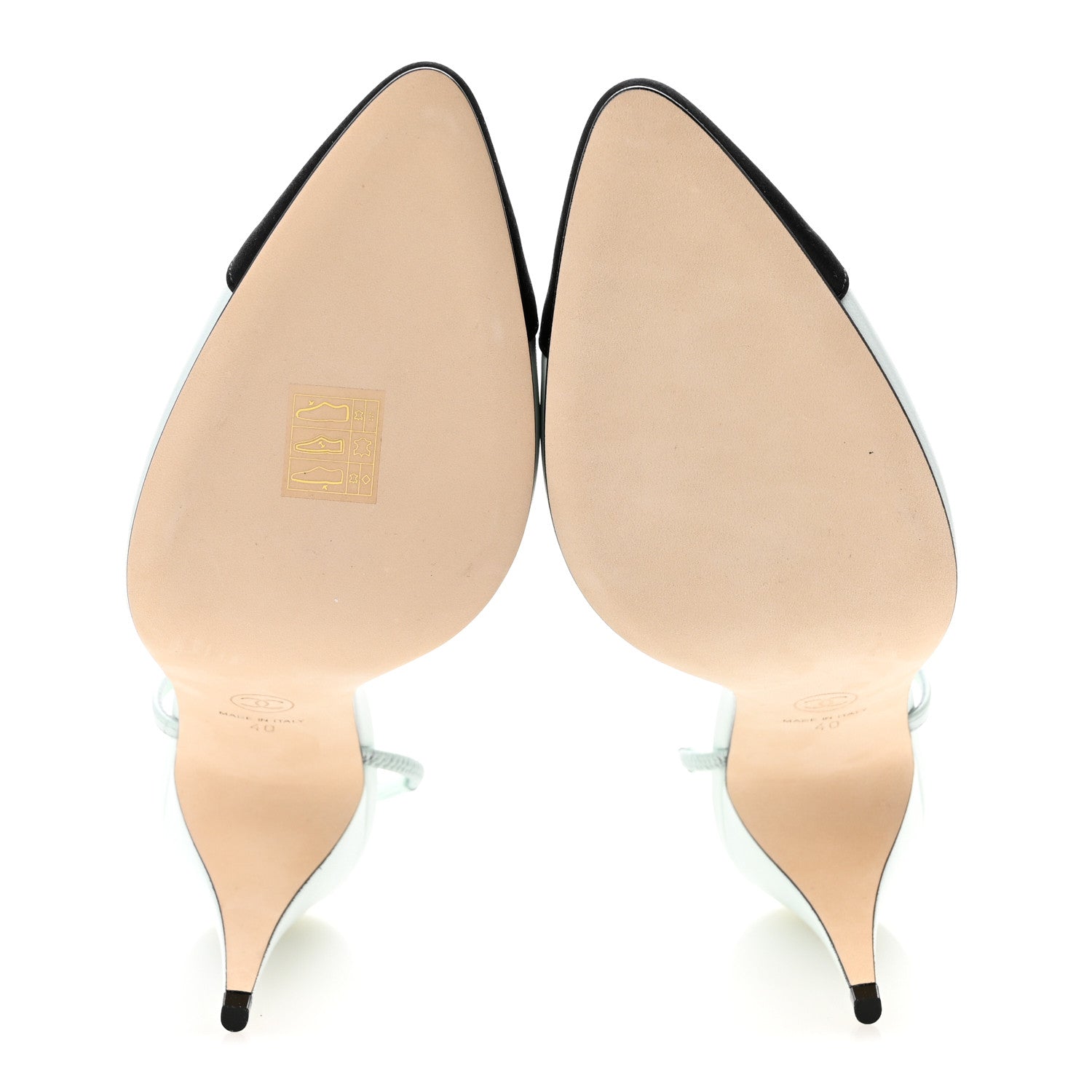 Chanel Goatskin Mixed Fibers Cap Toe Slingback Pumps 40 Light Green Black 6 of 10