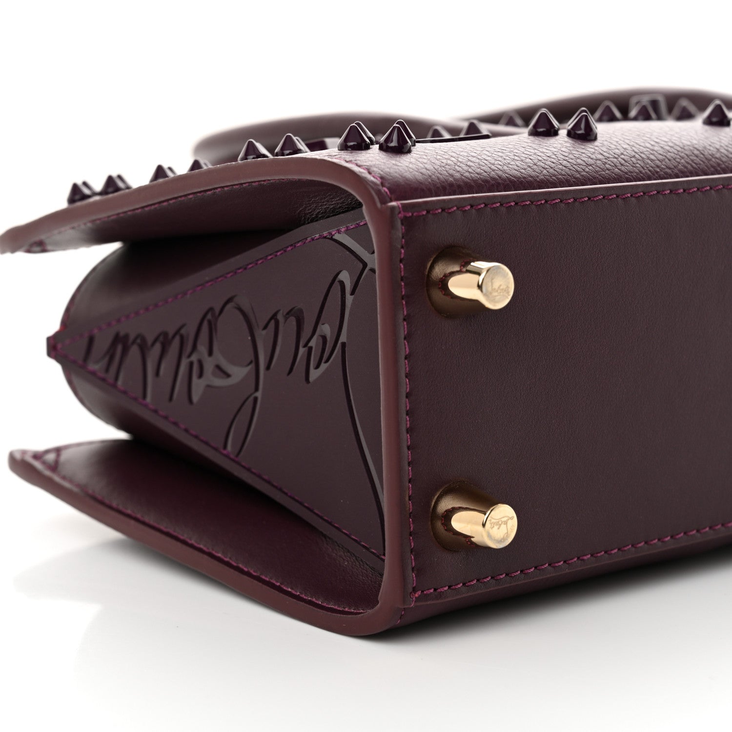 Christian Louboutin Calfskin Spikes Loubinthesky Paloma Baguette Merlot 9 of 10