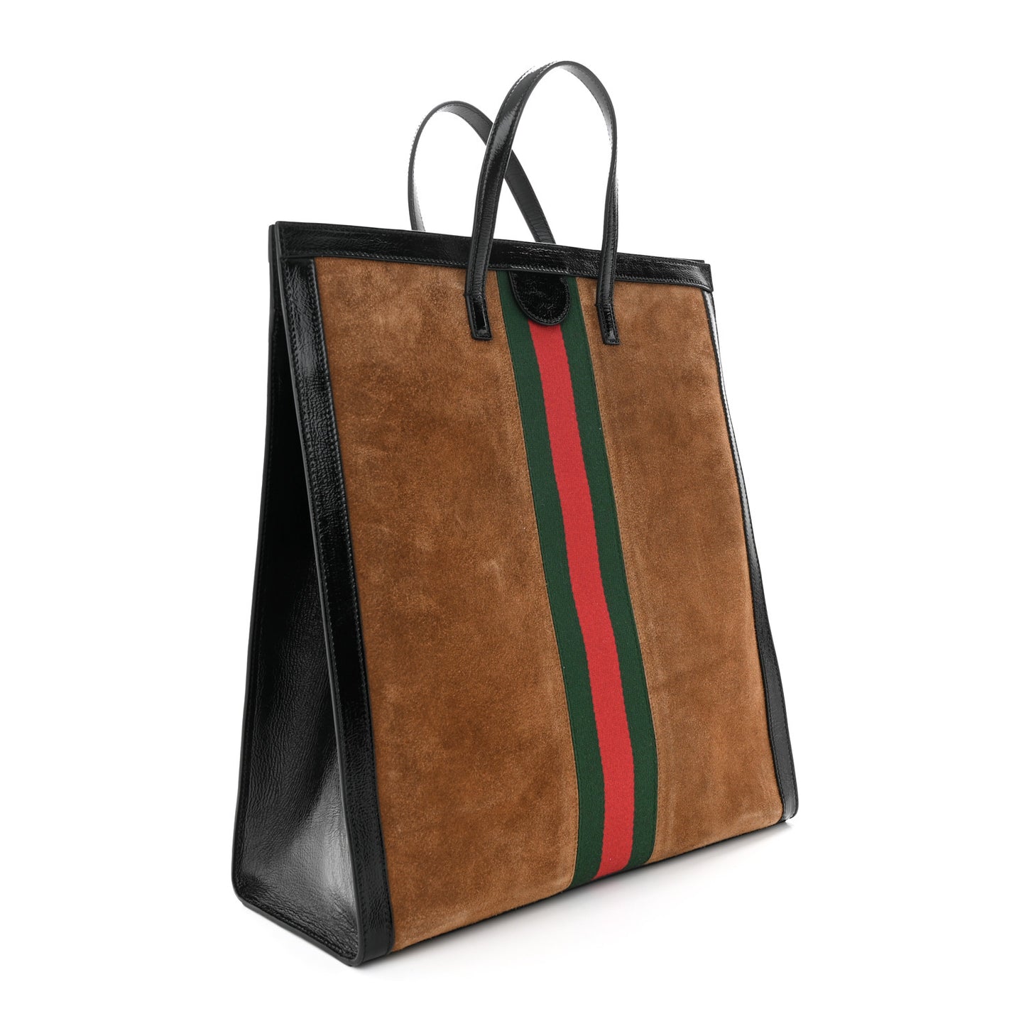 Suede Patent Web Ophidia Vertical Tote Nocciola Black