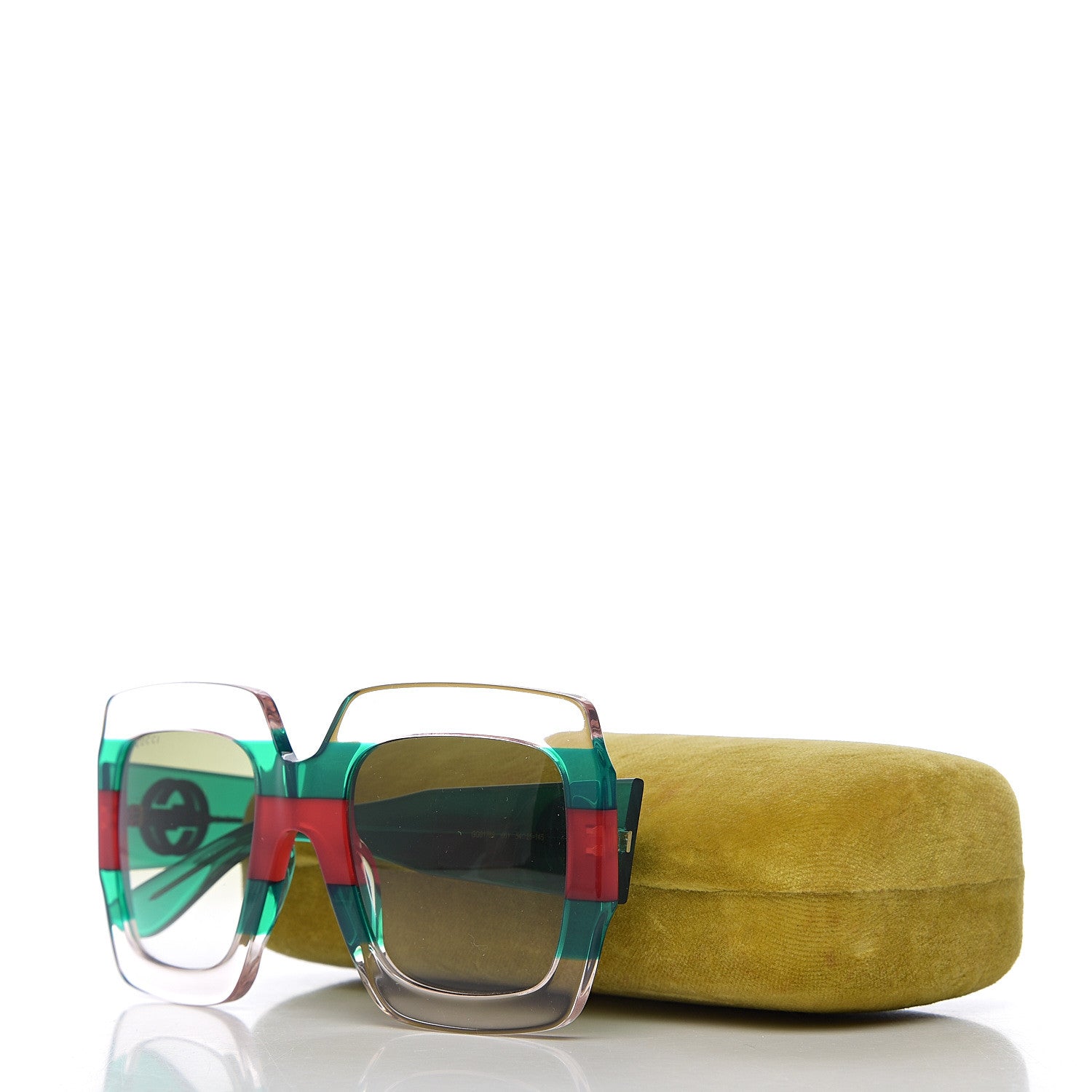 Gucci Square Web Frame GG0178S Sunglasses Green Red 8 of 8