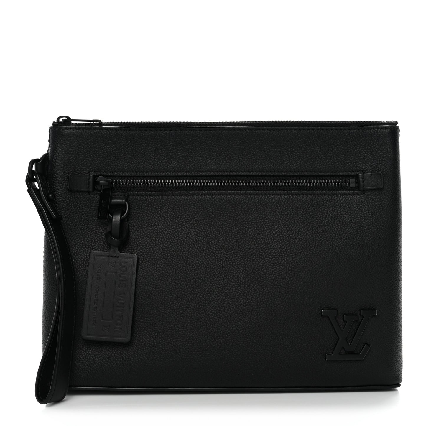 Grained Calfskin Aerogram Takeoff Pouch Black