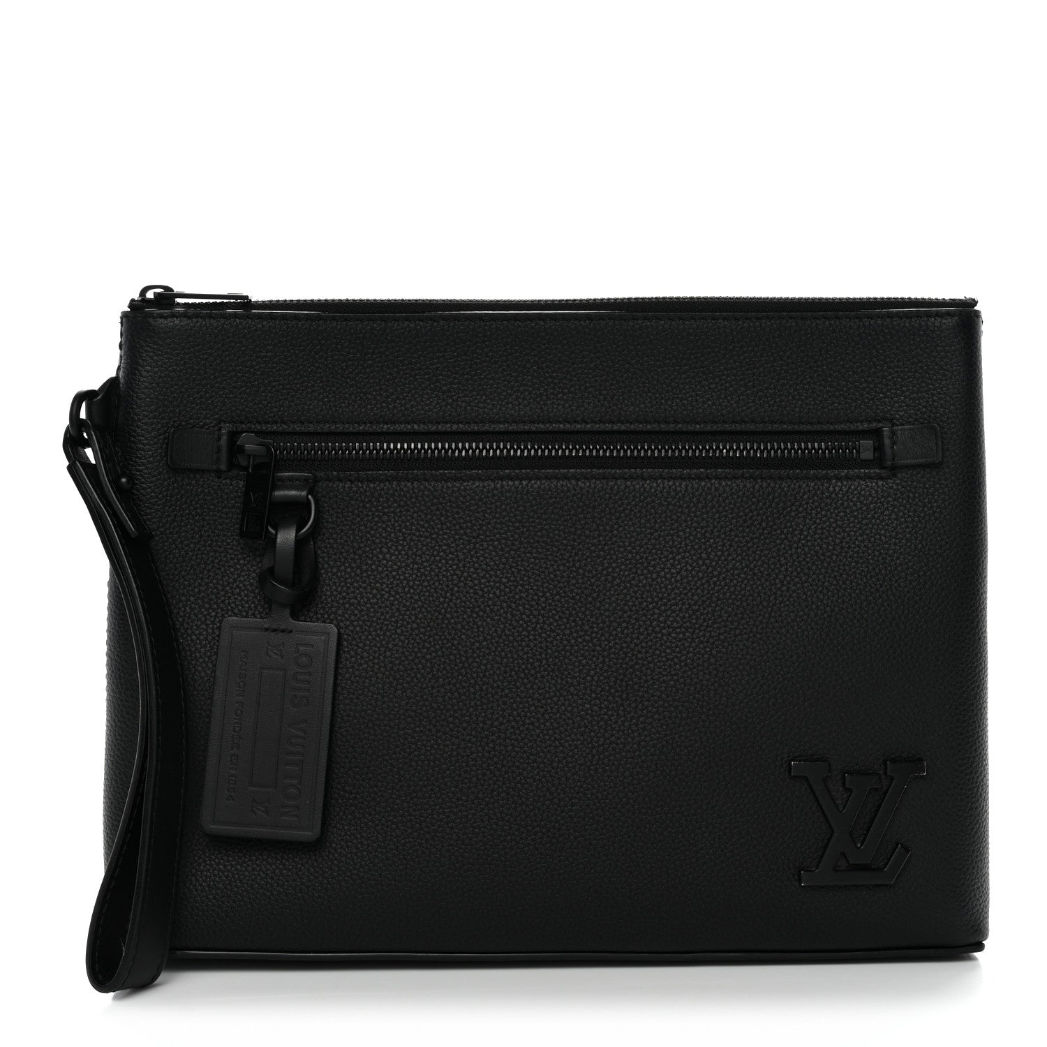 Louis Vuitton Grained Calfskin Aerogram Takeoff Pouch Black 1 of 8