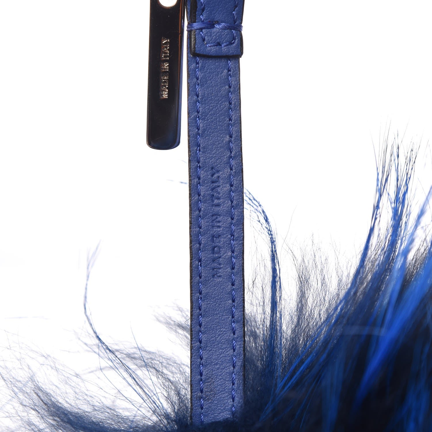 Fendi Fox Fur Vitello Century Monster Bag Bug Cube Charm Neon Blue 3 of 4