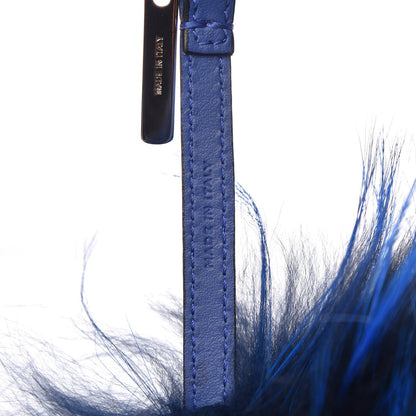 Fendi Fox Fur Vitello Century Monster Bag Bug Cube Charm Neon Blue 3 of 4