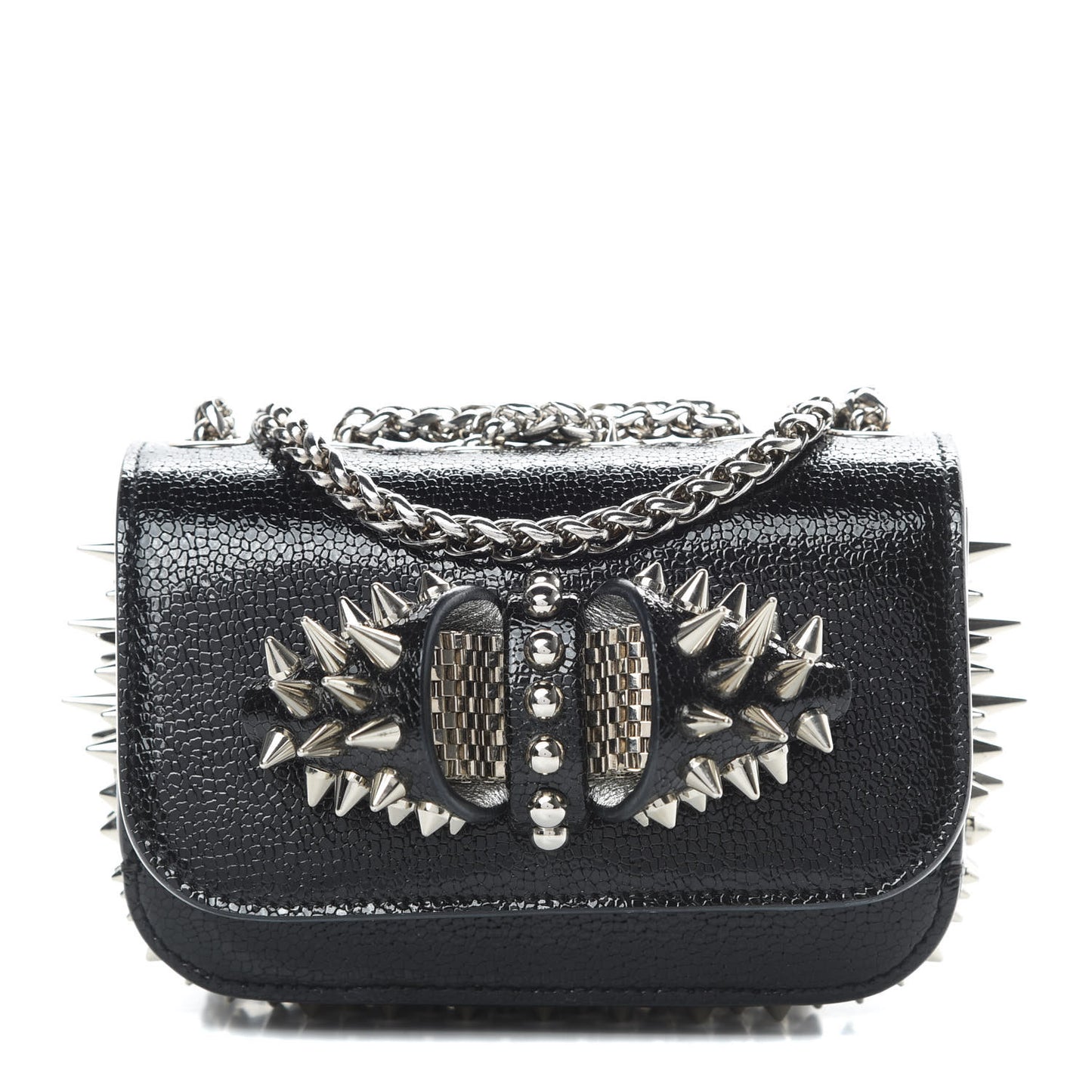 Jurassic Calfskin Spikes Sweety Charity NV Crossbody Bag Black Silver