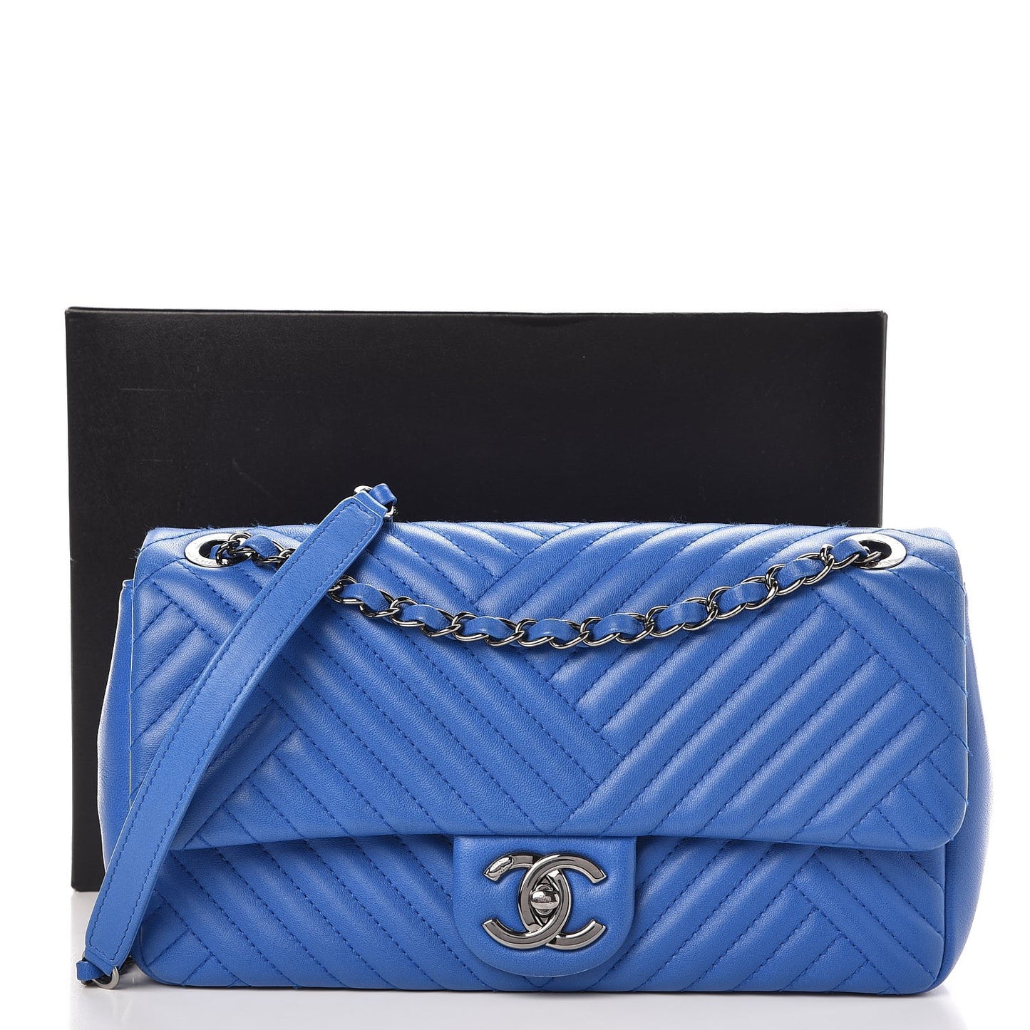 Lambskin Medium CC Crossing Flap Blue