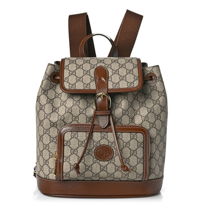 Gucci GG Supreme Monogram Azalea Calfskin Retro Interlocking G Buckle Backpack Beige Ebony Brown Sugar 1 of 9