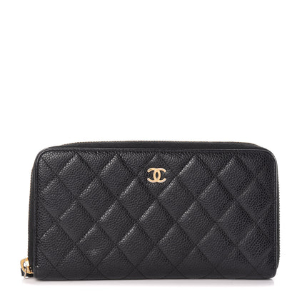 Chanel Caviar Quilted Large Gusset Zip Around Wallet Black 1 of 12