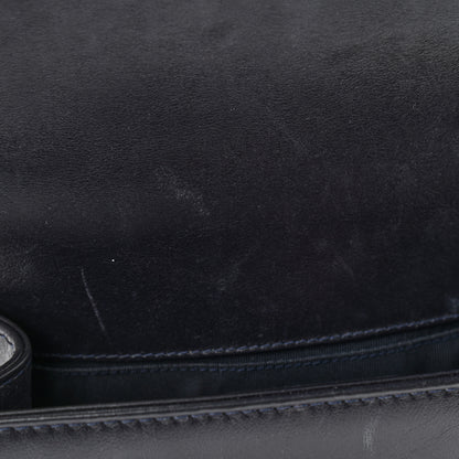 Chanel Shiny Goatskin Quilted Small Boy Top Handle Flap Navy Blue 11 of 14