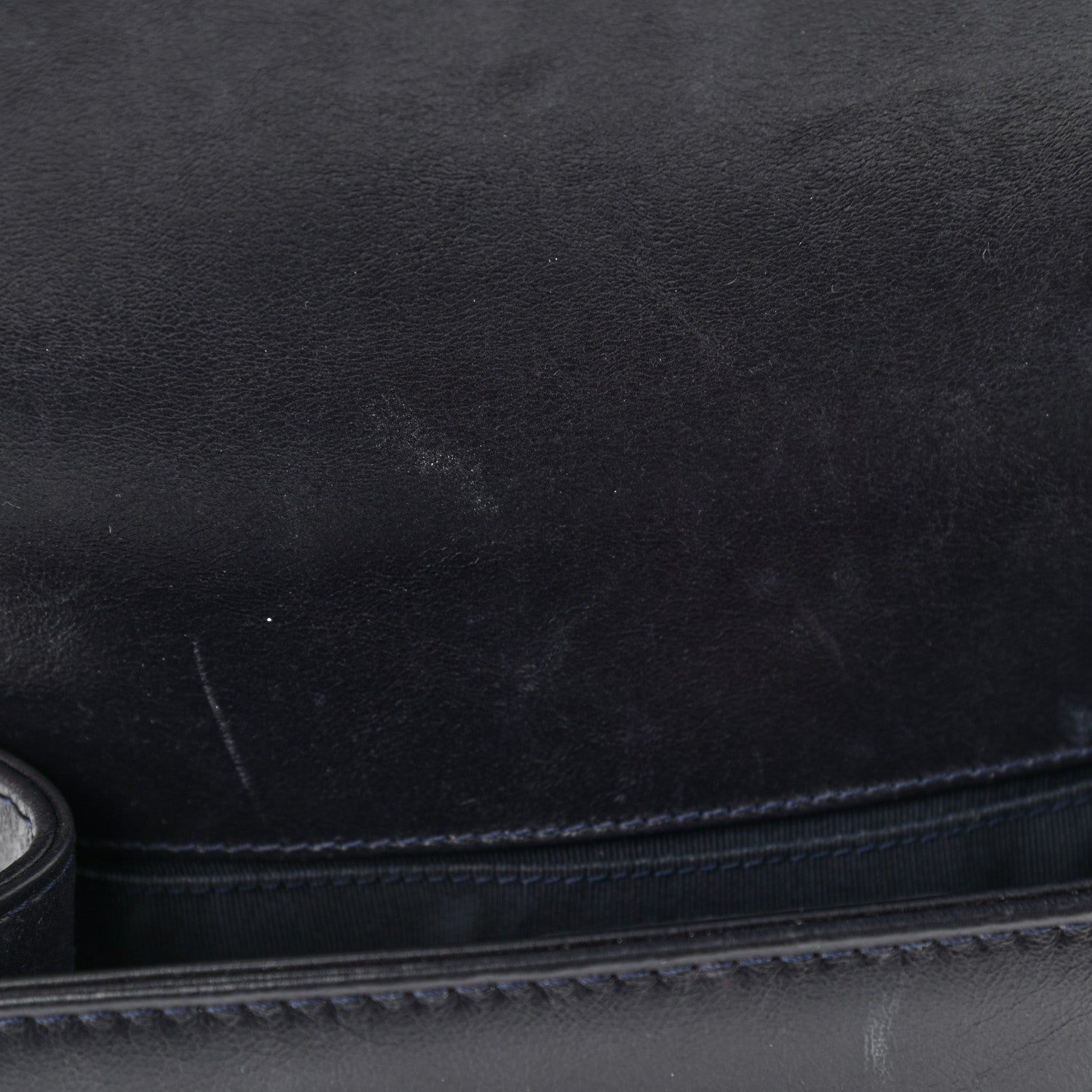 Chanel Shiny Goatskin Quilted Small Boy Top Handle Flap Navy Blue 11 of 14