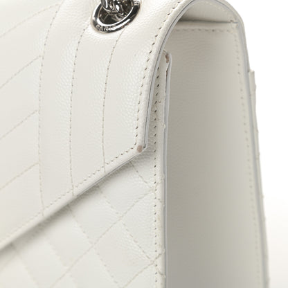 Saint Laurent Grain De Poudre Textured Mixed Matelasse Medium Triquilt Monogram Satchel Blanc Vintage 14 of 21