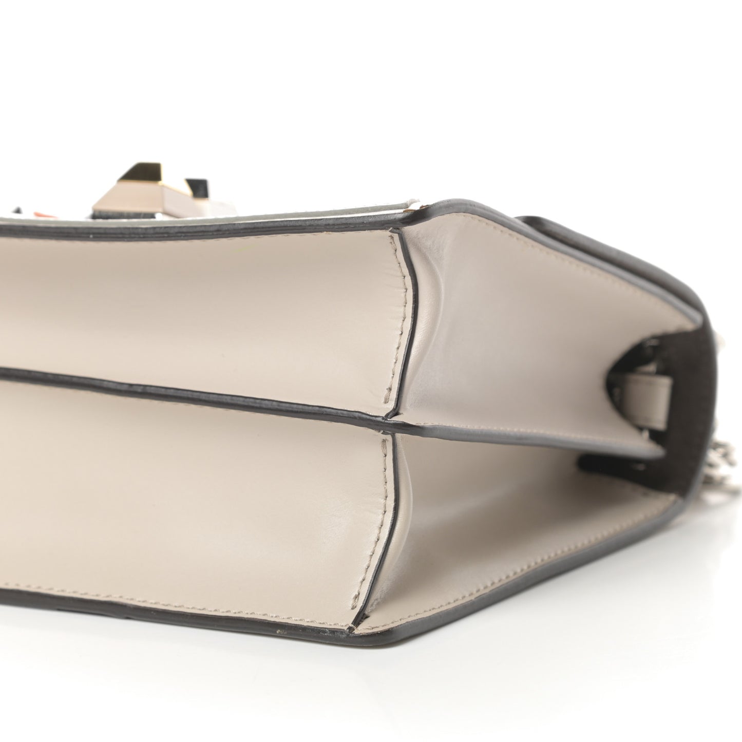 Vitello Liberty Lucido Catalan Mirror Hypnoteyes Studded Small Kan I Shoulder Bag Grigio Polvere Bordeaux Multicolor