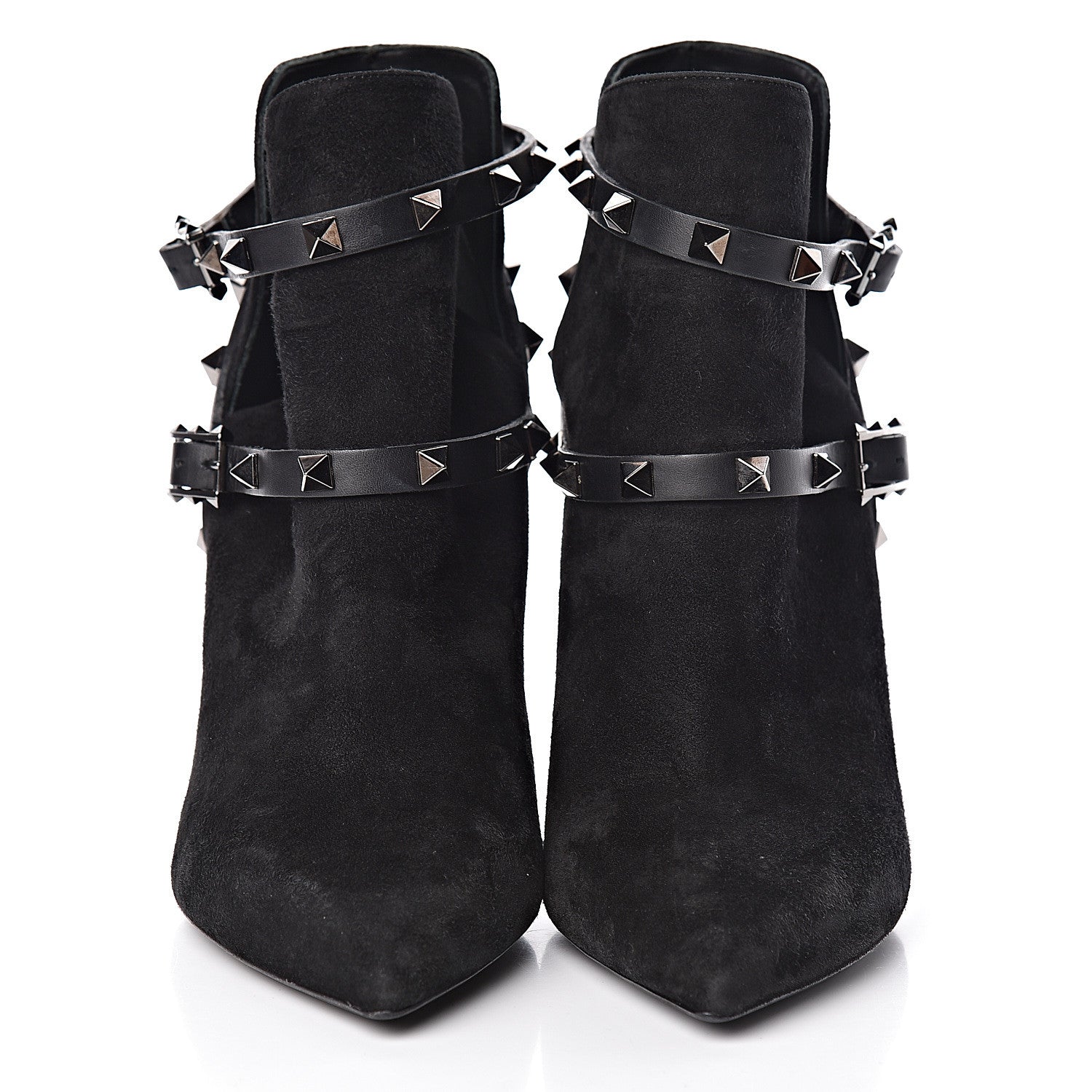 Valentino Garavani Suede Rockstud Double Buckle 100mm Ankle Boots 38 Black 2 of 11