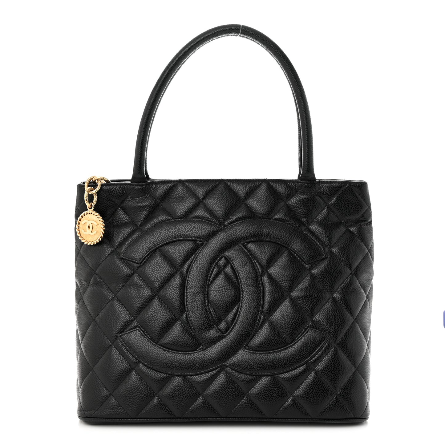 Caviar Quilted Medallion Tote Black