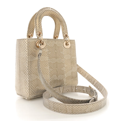 Christian Dior Metallic Snakeskin Small Lady Dior Gold 3 of 11