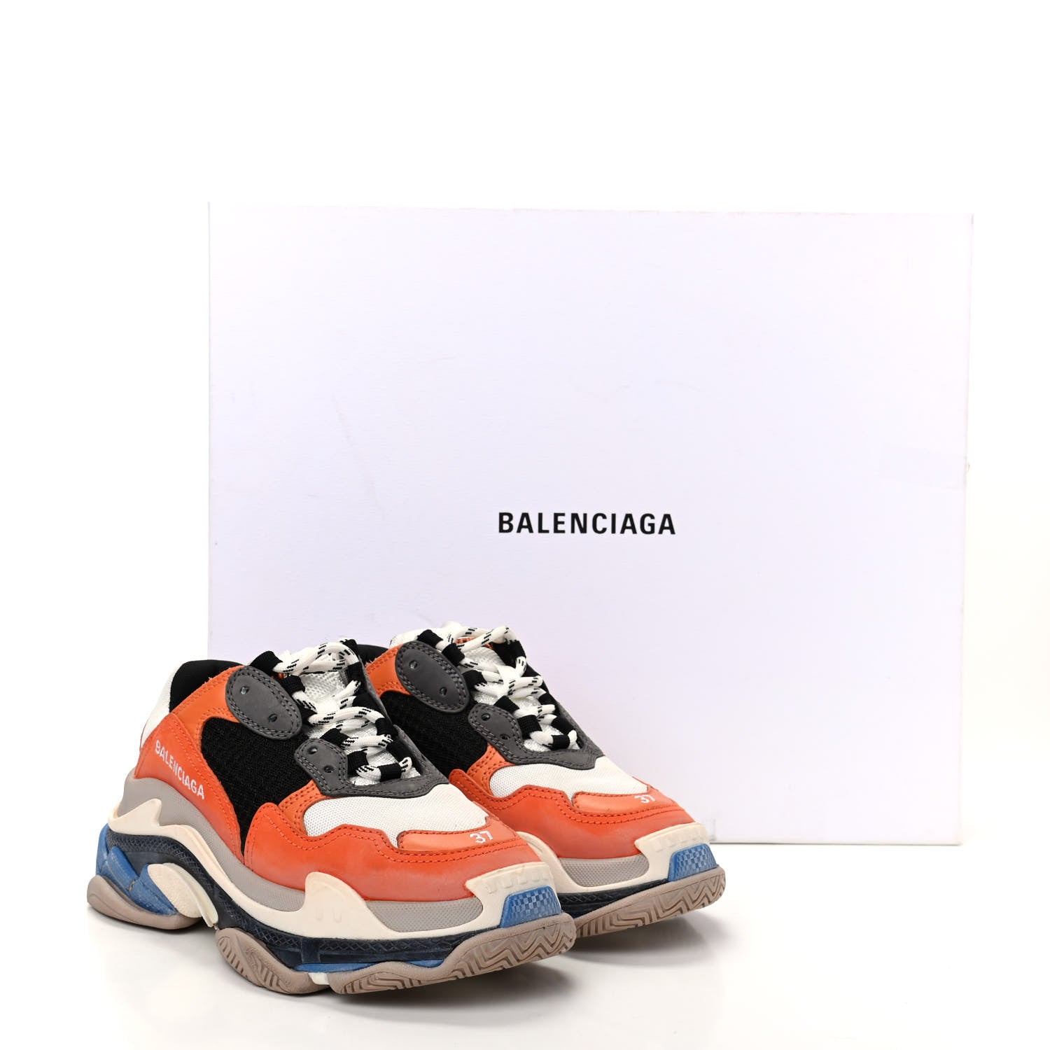 Balenciaga Mesh Nubuck Womens Triple S Sneakers 37 Orange Gris Black 11 of 11