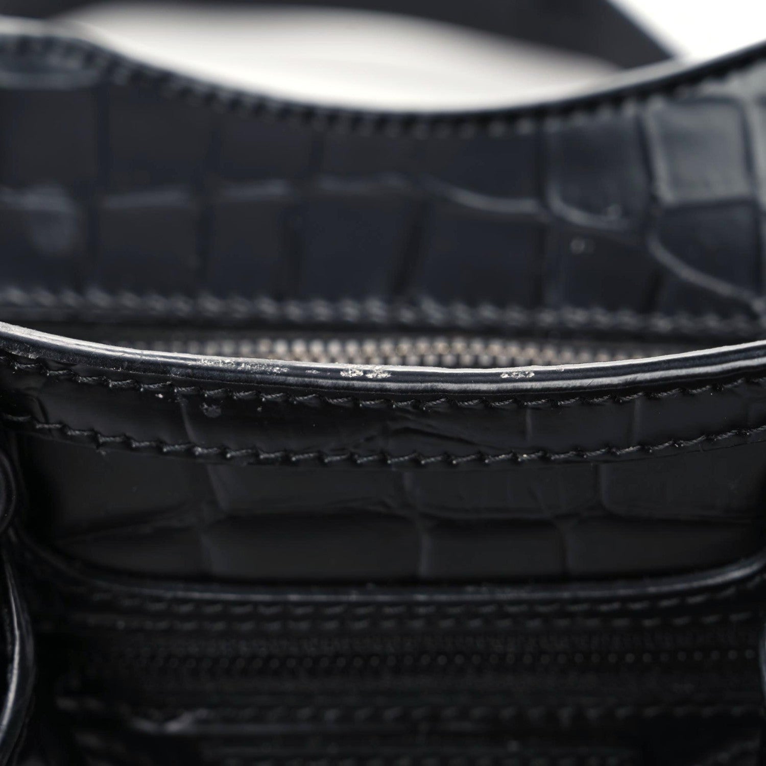 Balenciaga Semi Shiny Calfskin Crocodile Embossed Neo Classic Black Hardware Mini City Black 10 of 17