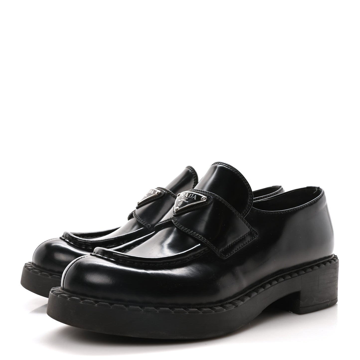 Spazzolato Metal Triangle Logo 50mm Loafers 37 Black