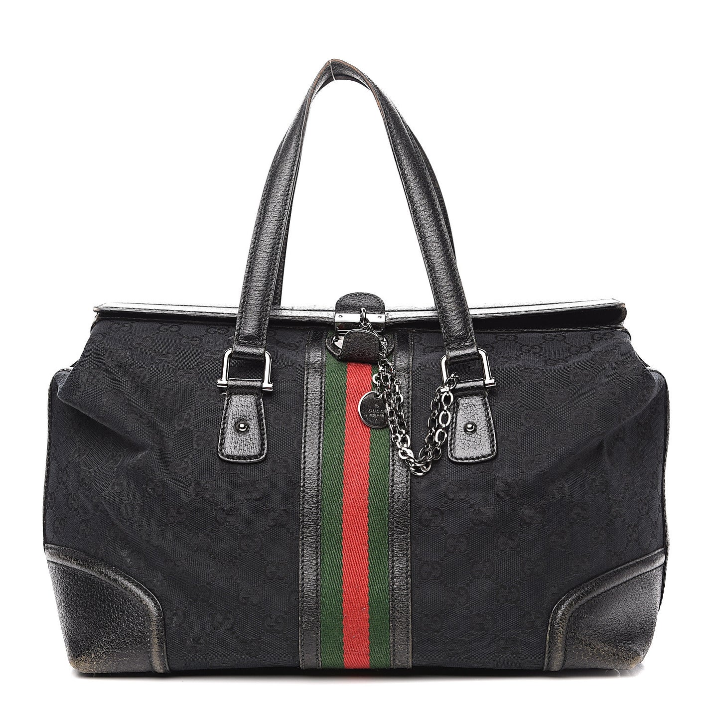 Monogram Web Large Treasure Boston Tote Black