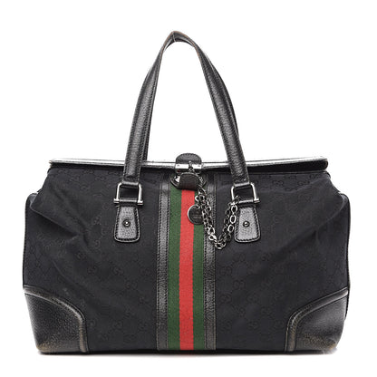Gucci Monogram Web Large Treasure Boston Tote Black 1 of 25