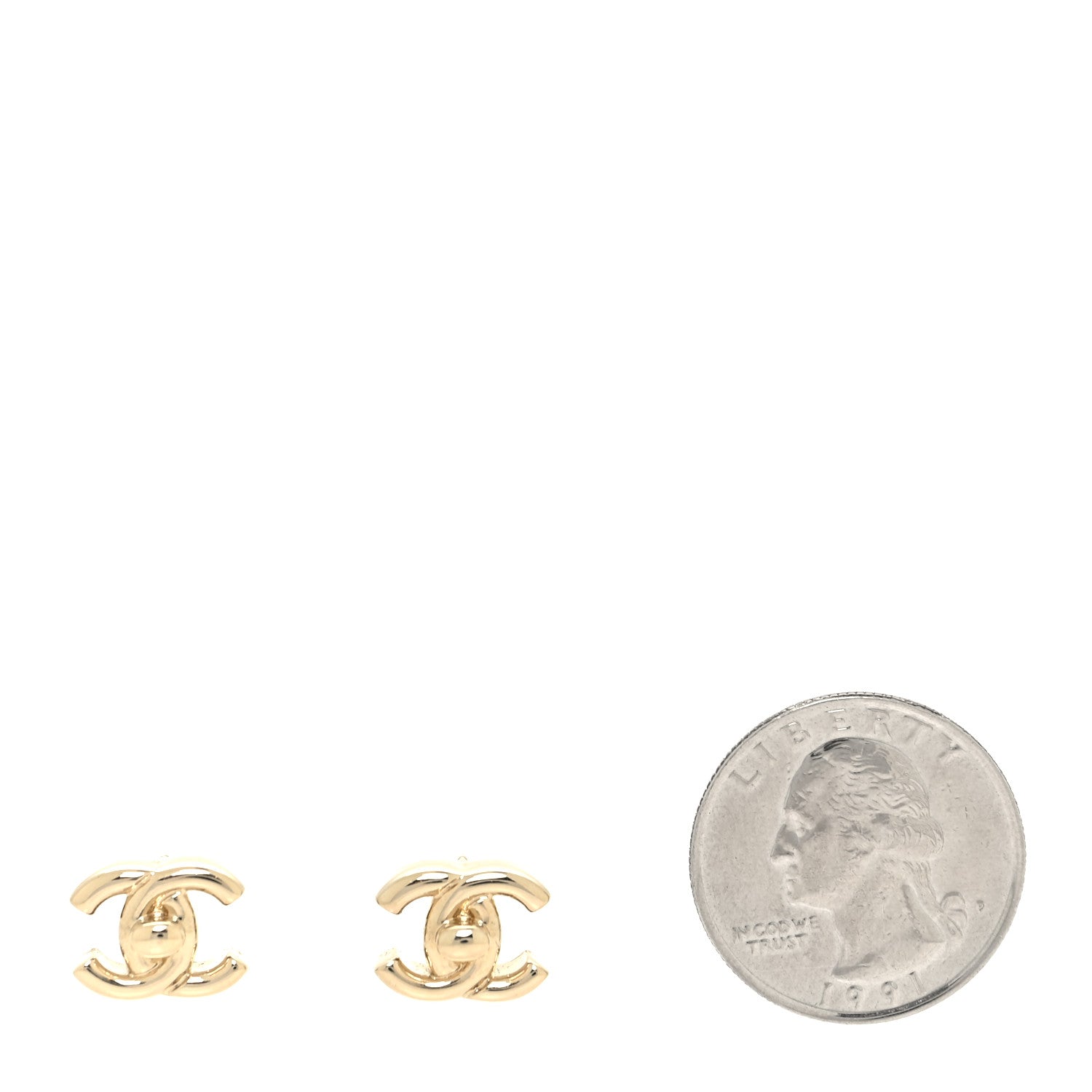 Chanel Metal Logo CC Turnlock Earrings Gold 2 of 5