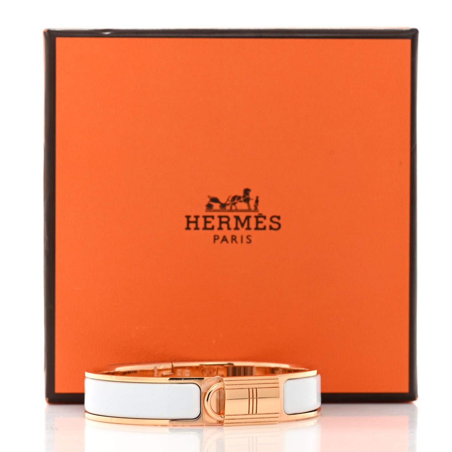 Enamel Narrow Clic Cadenas Bracelet PM White