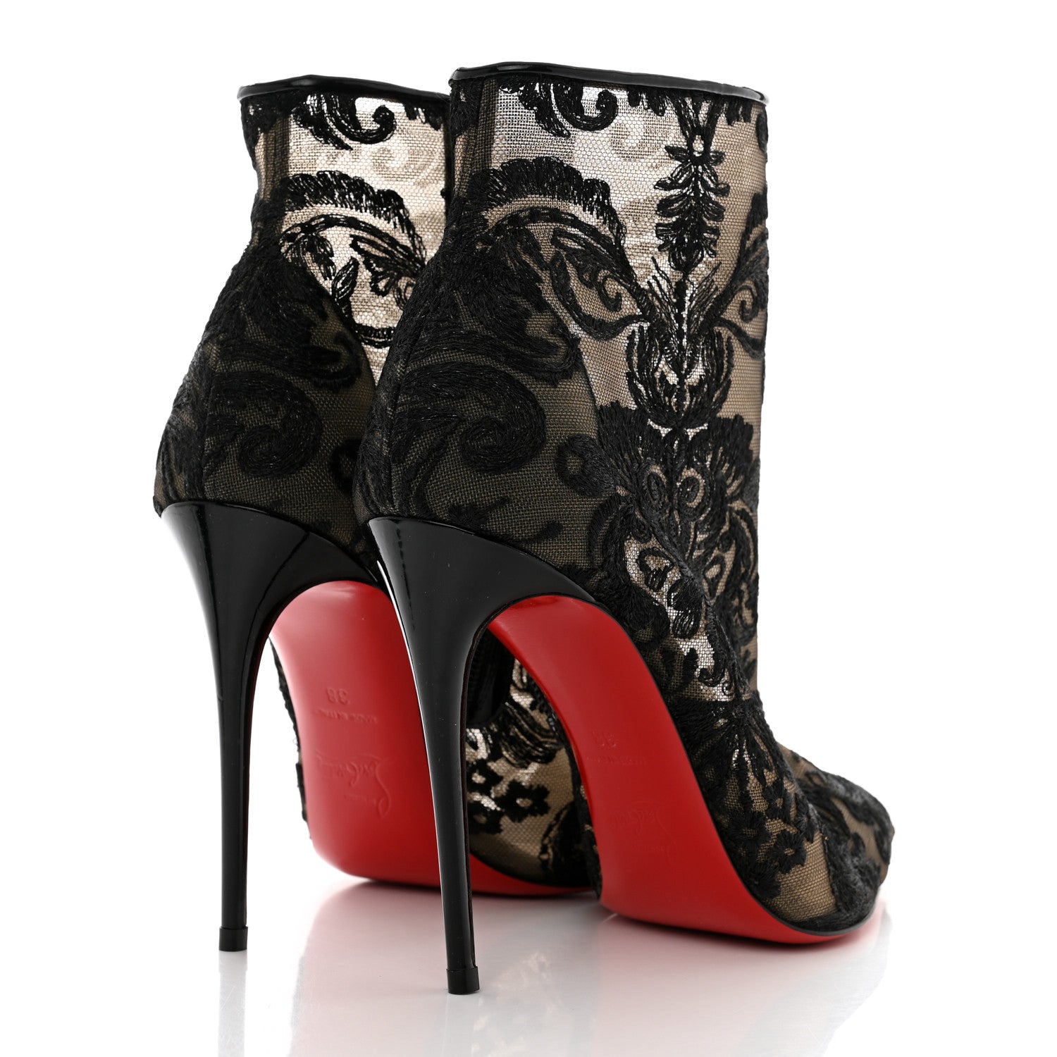 Christian Louboutin Lace Gipsybootie 100 Ankle Boots 38 Black 4 of 7
