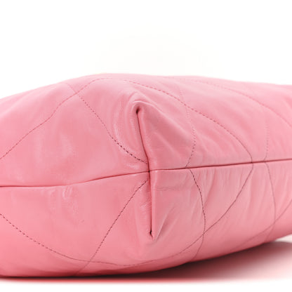 Chanel Shiny Calfskin Quilted Chanel 22 Drawstring Bag Coral Pink 10 of 11