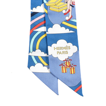 Hermes Silk Carres Volants Twilly Bleu Jaune Vif Multicolor 2 of 4