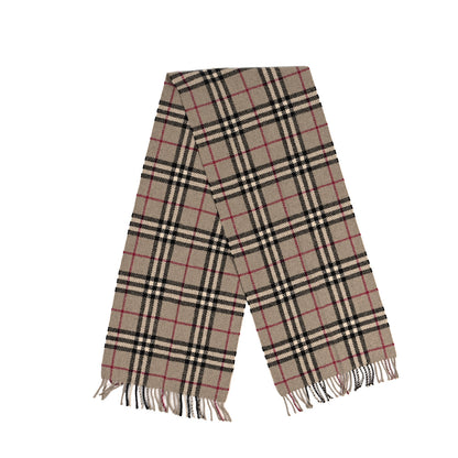 Burberry Cashmere Merino Wool Nova Check Fringe Scarf Camel 2 of 3
