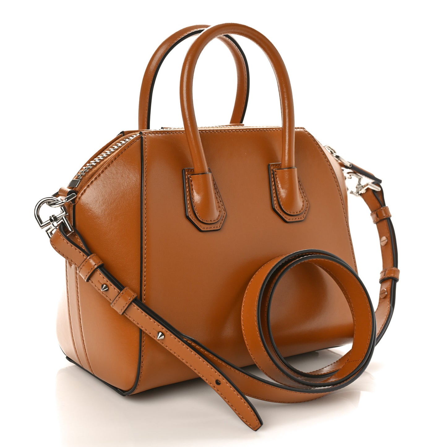 Shiny Lord Calfskin Mini Antigona Camel