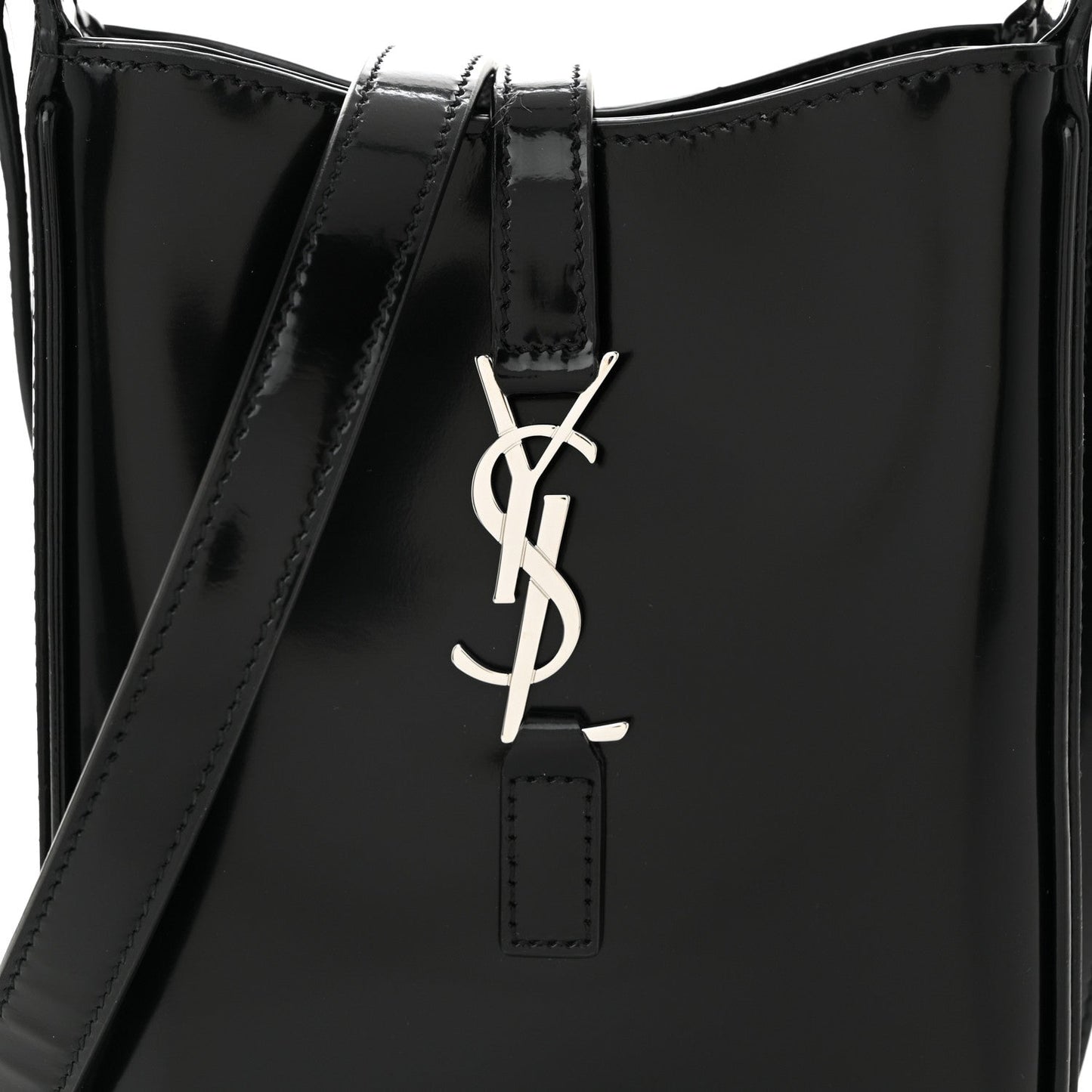 Patent Calfskin Mini Le 5 A 7 Vertical Hobo Black
