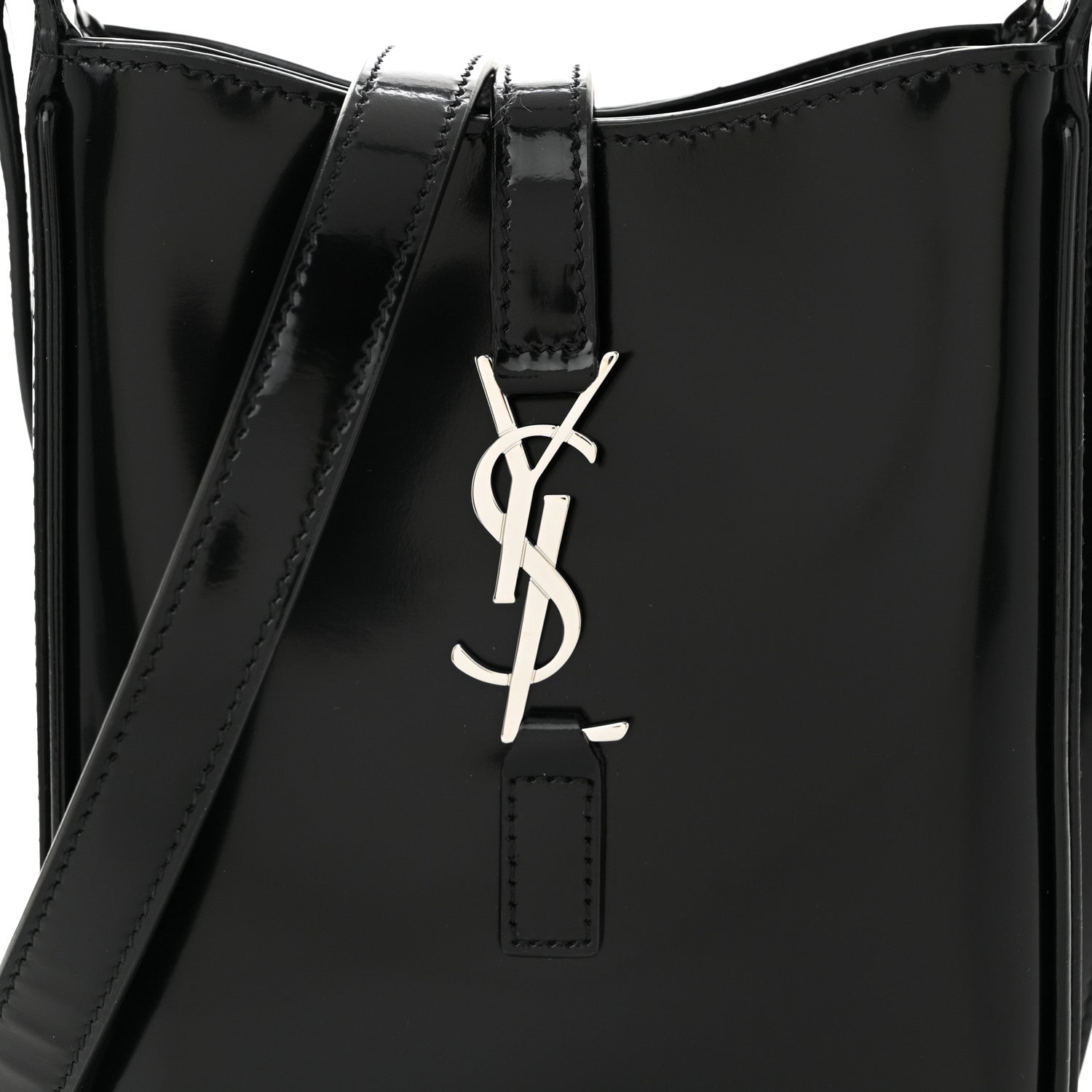 Saint Laurent Patent Calfskin Mini Le 5 A 7 Vertical Hobo Black 7 of 10