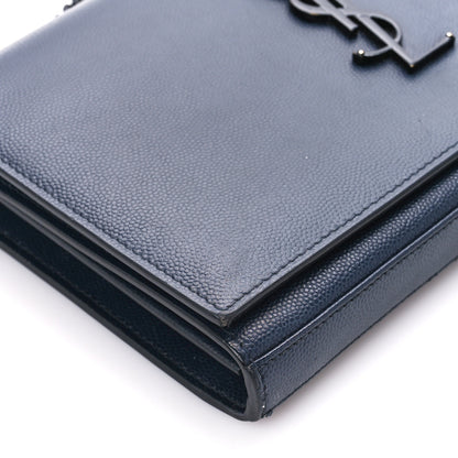 Saint Laurent Grain De Poudre Monogram Chain Wallet Marine 9 of 12