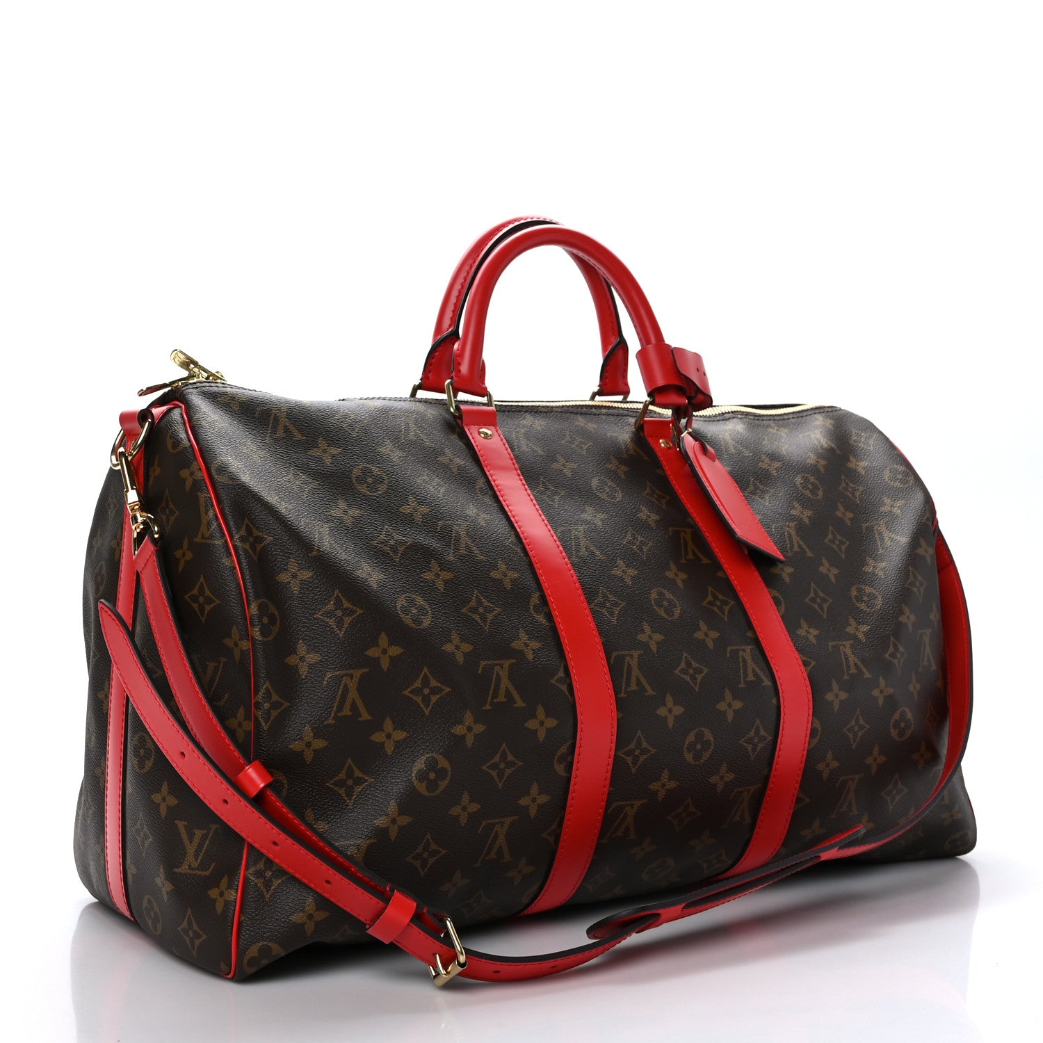Louis Vuitton Calfskin Monogram Keepall Bandouliere 50 Coquelicot 3 of 9