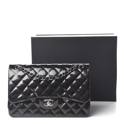 Chanel Striated Patent Quilted Jumbo Double Flap Black 16 of 16