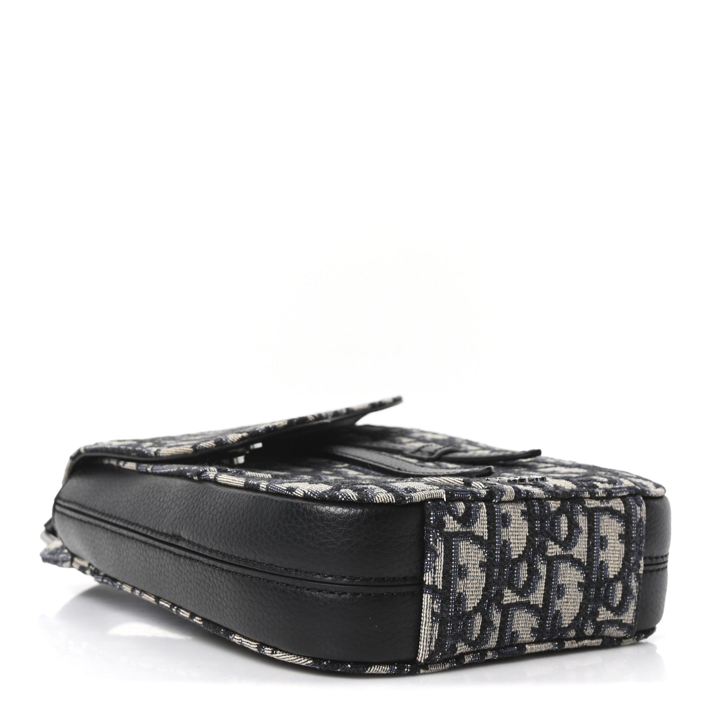 Grained Calfskin Oblique Saddle Vertical Messenger Pouch Beige Black