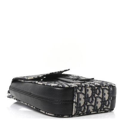 Christian Dior Grained Calfskin Oblique Saddle Vertical Messenger Pouch Beige Black 4 of 10