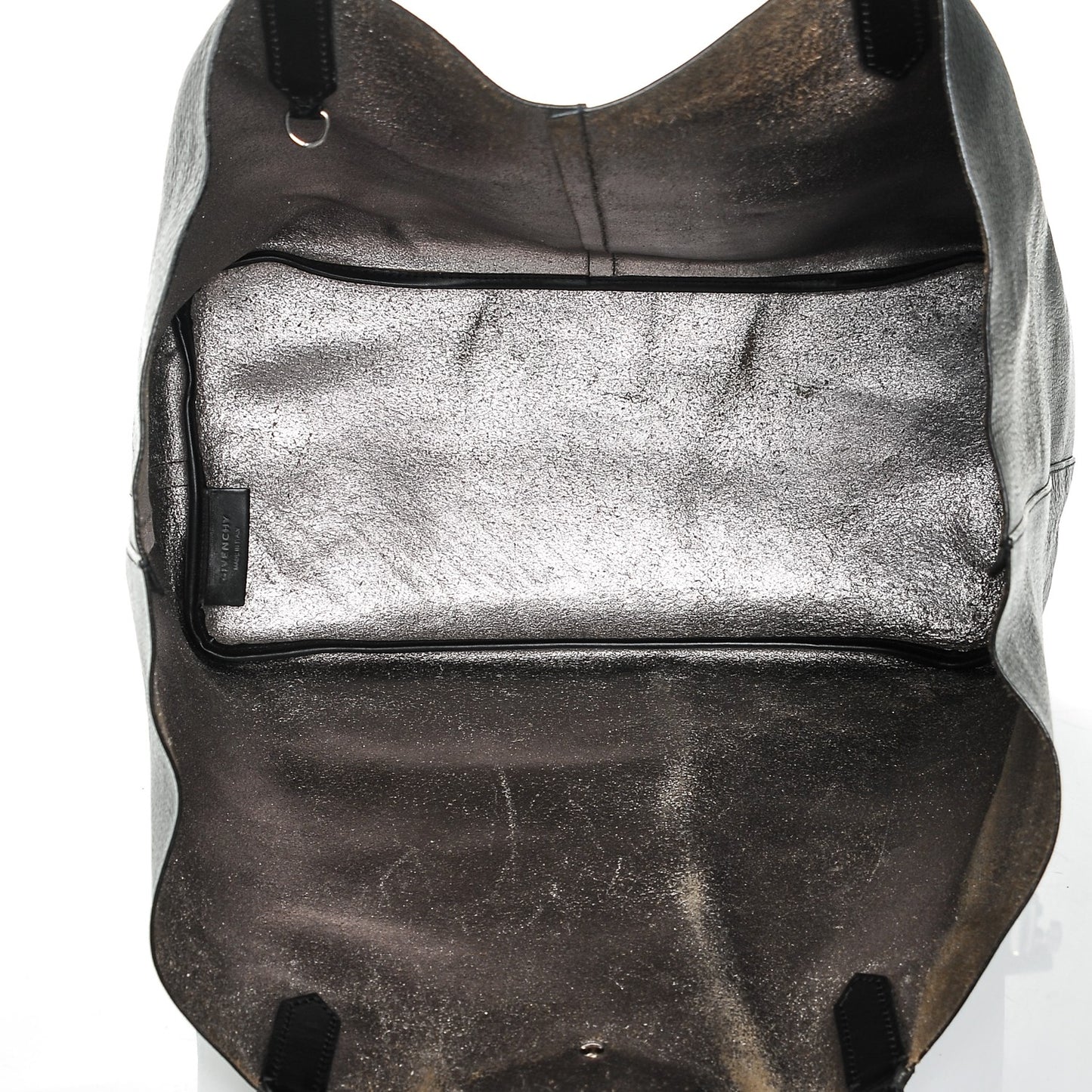 Shiny Grained Calfskin Large Antigona Tote Black