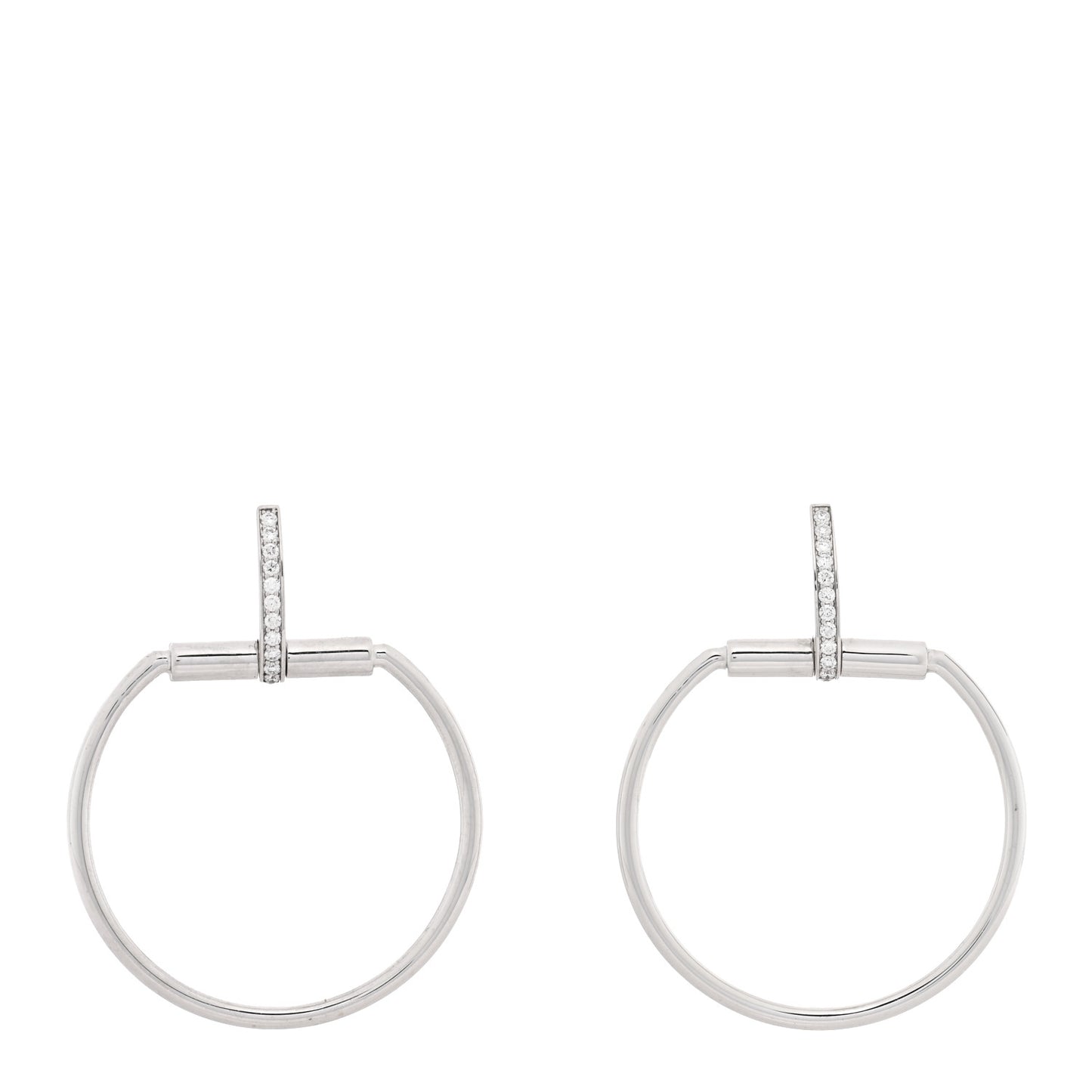 18K White Gold Diamond Classica Parisienne Round Drop Earrings