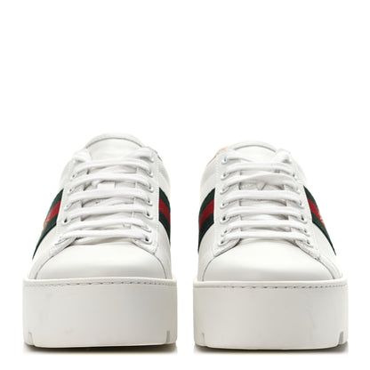 Gucci Calfskin Web Bee Embroidered Womens Ace Platform Sneakers 36.5 White 2 of 4