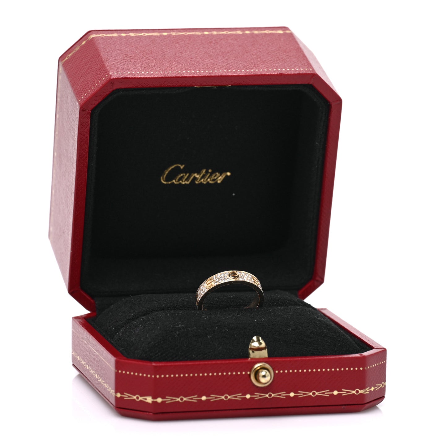 18K Yellow Gold Diamond 4mm LOVE Wedding Paved Band Ring 49 5
