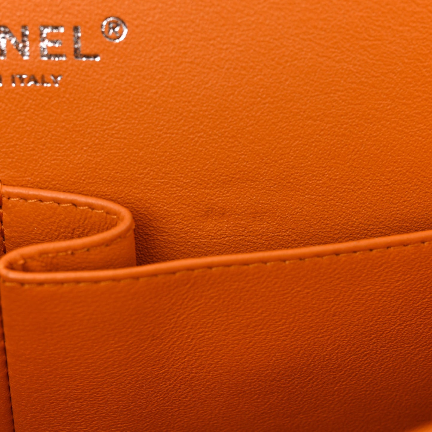 Patent Quilted Jumbo Double Flap Orange