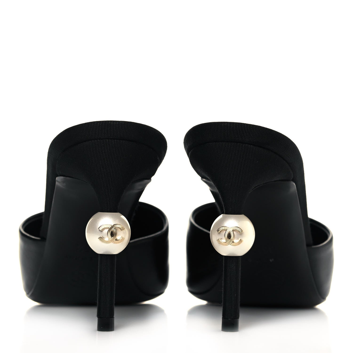Chanel Goatskin Grosgrain Cap Toe Pearl Mule 35.5 Black 5 of 9