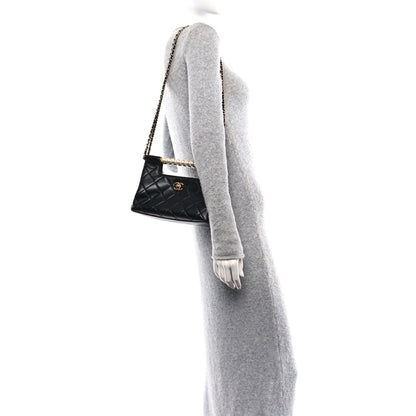 Chanel Shiny Lambskin Pearl Small Shopping Bag Black 2 of 10